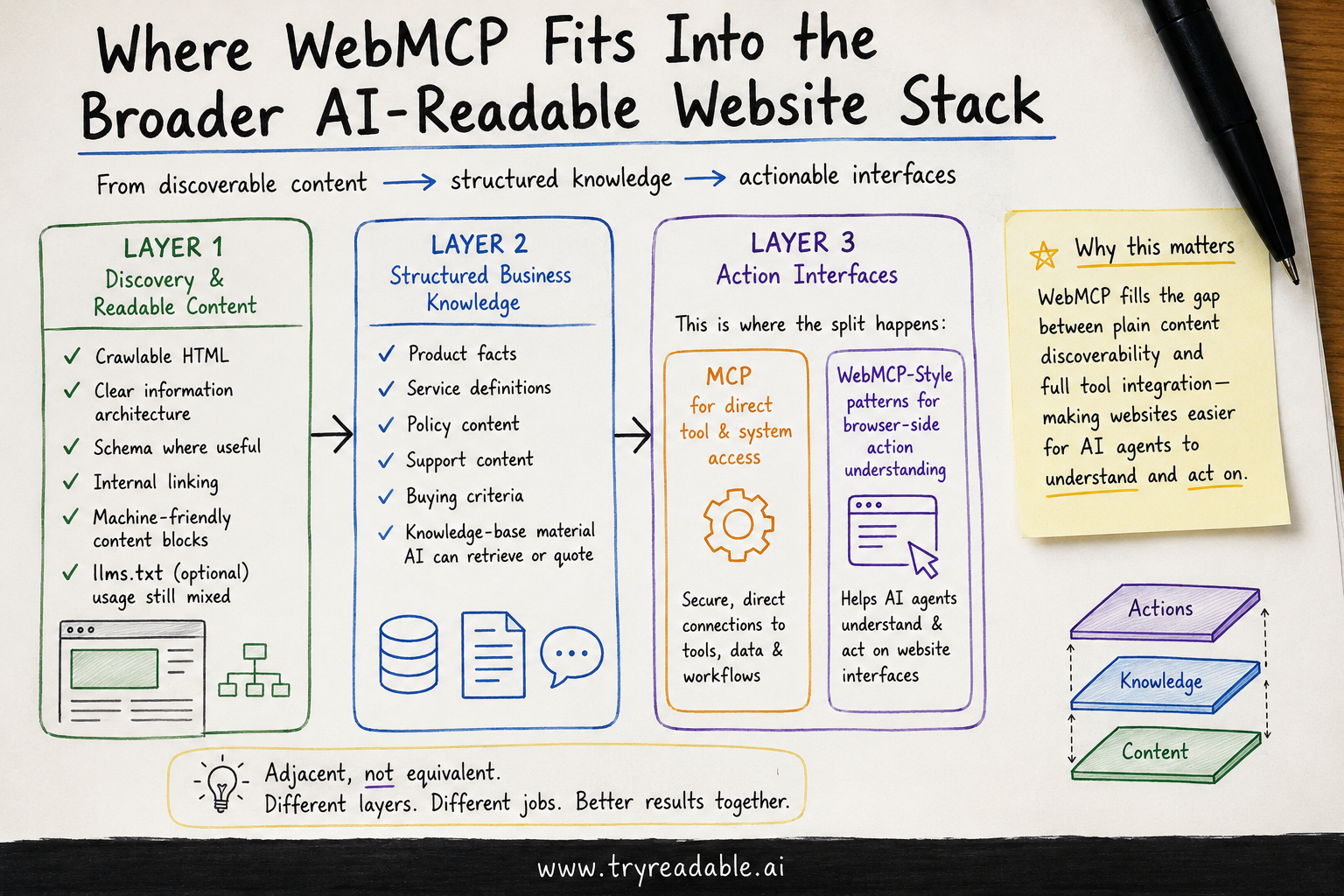 Where WebMCP Fits Into the Broader AI-Readable Website Stack